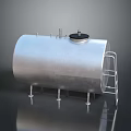 Silver Metal Cylindrical Industrial Storage Tank With Ladder And Top Cover