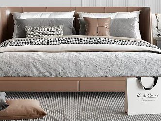 Double Bedstand Bedding Bed Pillow Bed Sheet 3d model