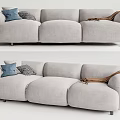 Modern three-seat sofa fabric multi-person sofa 3d model