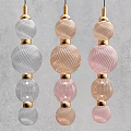 Elegant Glass Globe Pendant Lights With Pink Beige Transparent Balls And Golden Accents