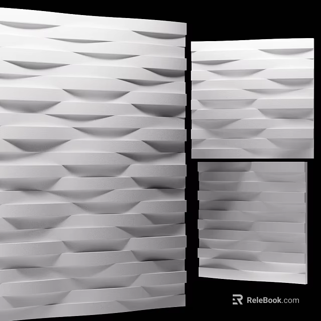 Modern Stylish 3D Wavy Pattern White Wall Decor for Home Interior Design 3d model 