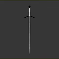 Classic Medieval Sword With Long Silver Blade Red Hilt And Black Crossguard