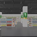 Aerial View Plan of Supermarket Layout With Shelves and Product Displays