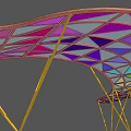 Modern Colorful Pergola With Triangular Mesh Curved Design Artistic Supporting Frame 3d model