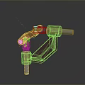 Mechanical Character Structure Featuring Multicolored Parts And Metal Rod Components Design