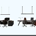 Modern Office Desk Setup With Two Ergonomic Chairs Laptop And Office Accessories