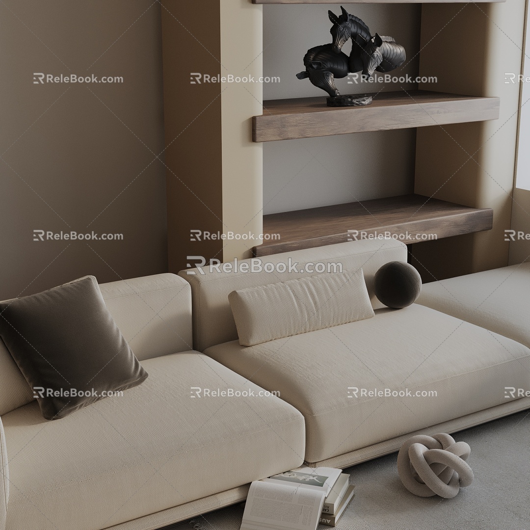 Modern three-seat sofa 3d model