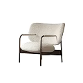 Modern Fluffy White Leisure Chair With Metal Armrests And Sturdy Frame