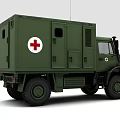 Green Functional Vehicle with Red Cross for Medical Rescue and Off Road Operations