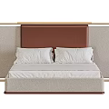 Double Bed Featuring Brown Headboard White Sheets and Modern Metal Frame 3d model