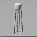 White Water Tower With Metal Frame Structure In Isolated Outdoor Setting 3d model