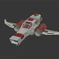 Modern Red And White Sci Fi Spaceship Model With Blue Engines Wings And Reflective Surface 3d model