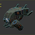 Futuristic Sci Fi Mechanical Vehicle 3D Model With Circular Eyes And Propellers