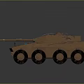 Tan Wheeled Tank With Cannon And Detailed Exterior