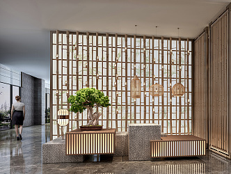 New Chinese-style Hall Reception View 3d model