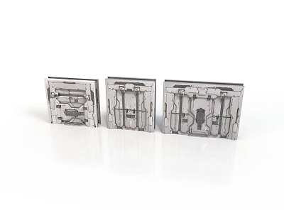 Three Detailed Industrial Metal Components With Intricate Mechanical Structures And Patterns 3d model
