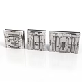 Three Detailed Industrial Metal Components With Intricate Mechanical Structures And Patterns