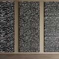 Modern Textured Black And White Wall Art With Three Vertical Panels And Intricate Patterns