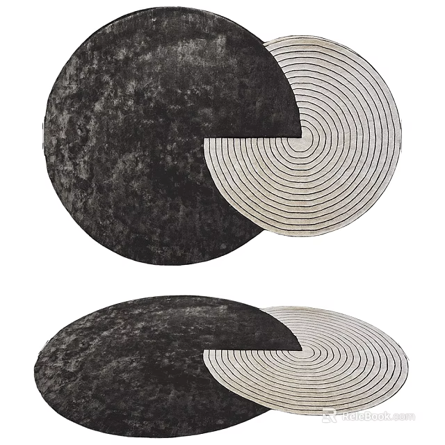 Modern Circular Rugs With Textured Monochrome Design 3d model