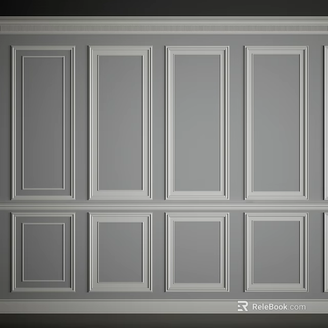 Stylish Ceiling Design With Neatly Arranged Gray Panels And White Borders 3d model 