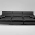 Black Leather Sectional Sofa With Modern Design And Comfortable Cushions 3d model
