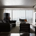 Warm Elegant Living And Dining Room With Plush Sofa Wooden Coffee Table And Storage Bookshelf