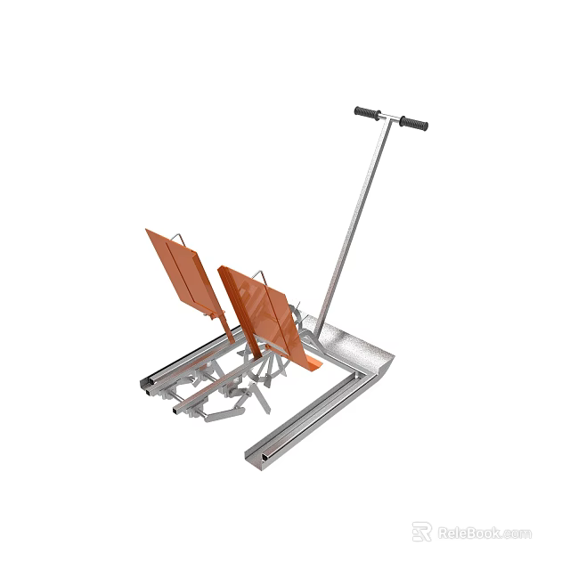 Heavy Duty Metal Equipment Featuring Orange Panels Long Handle and Stable Base Structure 3d model 