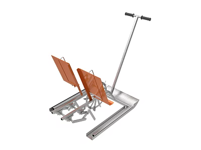 Heavy Duty Metal Equipment Featuring Orange Panels Long Handle and Stable Base Structure 3d model