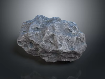 Natural Gray Stone Material with Rough Pitted Texture and Dark Background Reflection 3d model
