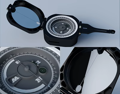 modern compass geological compass 3d model