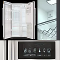 Stainless Steel Double Door Refrigerator With Water Ice Dispenser And Interior Shelves