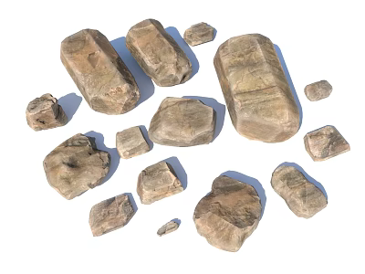 Natural Stones And Wood Decorative Items In Various Sizes For Home Design 3d model