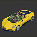 Yellow Convertible Sports Car With Black Accents And Modern Design Wheels