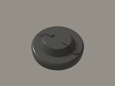 Simple Black Circular Plastic Cover With Grooves On Gray Background 3d model