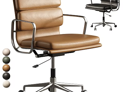 Leather Upholstered Single Chair With Metal Frame And Rolling Casters Color Options 3d model