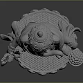 Intricate Ganesha Statue With Multiple Arms Holding Items And Decorative Pedestal Carvings