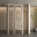 French Middle Glass Tile Partition Grille Partition 3d model