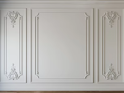 Decorative Lines On White Wall With Carved Patterns And Rectangular Frame Design 3d model