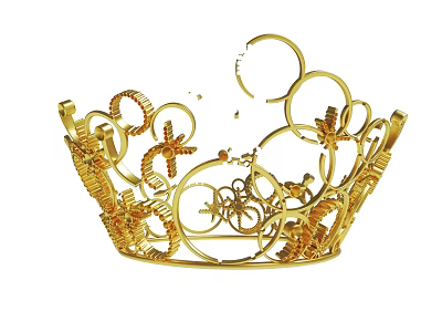 Elegant Golden Crown With Intricate Decorative Rings And Starfish Ornaments 3d model