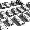 Various Cars With Different Colors And Multiple Models Parked Together 3d model