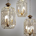 Elegant Hanging Glass Chandeliers With Brass Frame And Candle Shaped Bulbs
