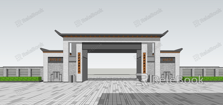 New Chinese Style Gate New Middle School Gate model