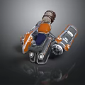 Advanced Astronautical Robot 3D Model With Orange Gray Mechanical Structure For Space Missions