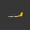 Yellow and Black Passenger Plane 3D Model with Yellow Wings Tail Reflection on Dark Background 3d model