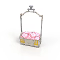 Industrial Metal Hanging Crate Frame With Pink Storage Blocks Inside