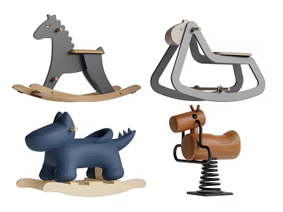 Creative Building Blocks Rocking Horse Designs Featuring Diverse Animal Shapes And Colorful Styles 3d model