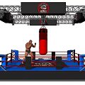 Intense Boxing Training Session With Red Punching Bag In Ring With Blue Ropes