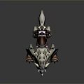 Fantasy Armored Wolf Creature With Gray Fur Decorative Armor And Glowing Teal Accents