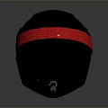 Tactical Military Helmet With Black Shell And Red Woven Strap For Combat Use