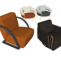 Modern Accent Chairs in Orange Black White with Curved Arms and Fabric Leather Upholstery